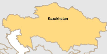 Small outline/map of Kazakhstan.