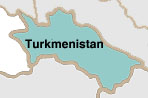 Small outline/map of Turkmenistan.