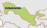 Small outline/map of Uzbekistan.